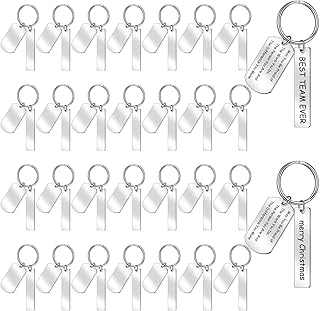 30 Pcs Engravable Metal Keychain Blanks Rectangle Metal Stamping Blanks for Engraving Stainless Steel Blank Key Ring Tags with One Hole Metal Stamping Tags for DIY Craft Engravable Gift
