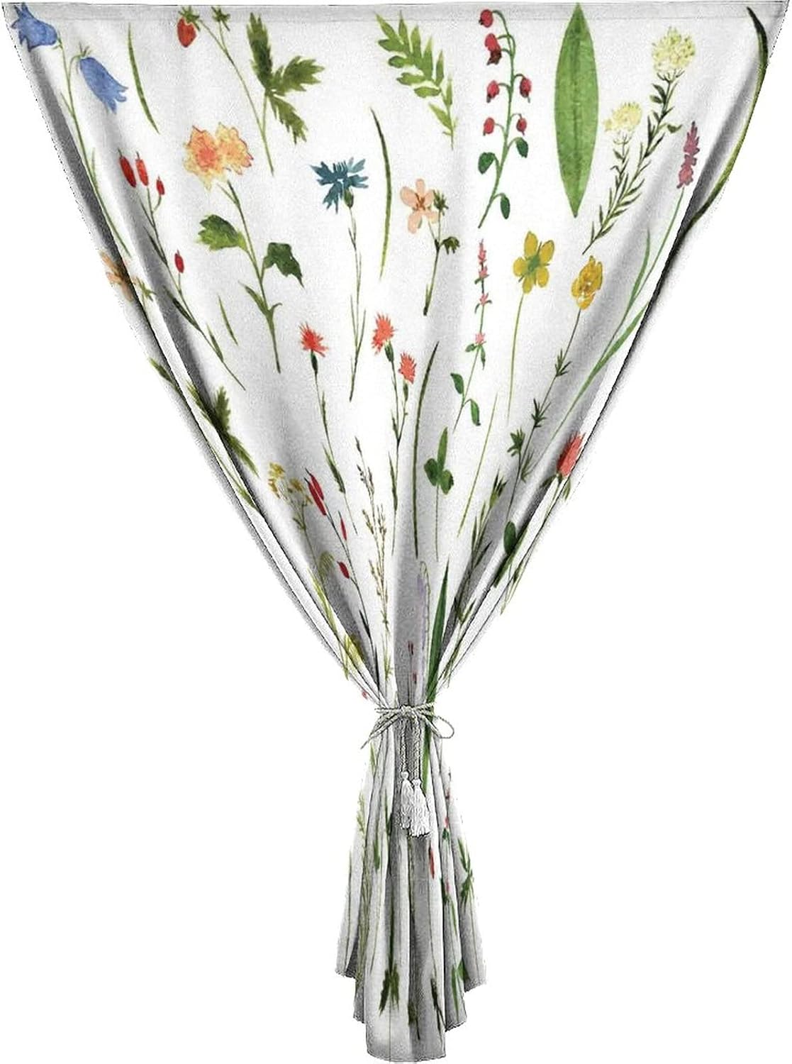 Self Adhesive Portable Blackout Curtains, Watercolor Flower Room Darkening Curtains, Different Kind of Flowers and Herbs Weeds Plants Print Temporary Blackout Blinds,59W x84L Inches, for Bathroom