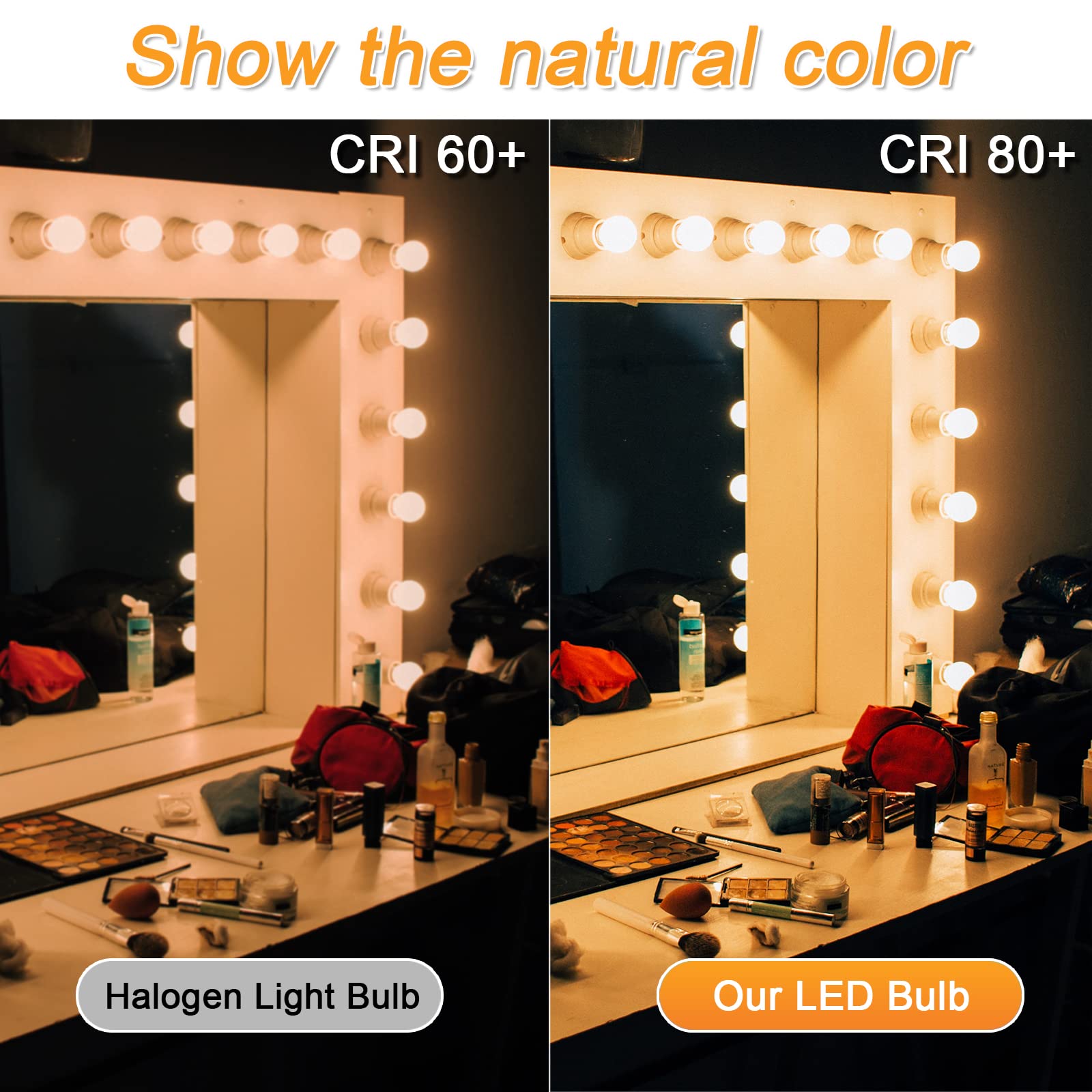 Paquete de 10 bombillas LED G25 regulables, 6 W = 40 W, blanco cálido 2700 K, base mediana E26, ideal para tocador de baño, espejo de maquillaje o luz Sputnik, 120 V, bombillas redondas
