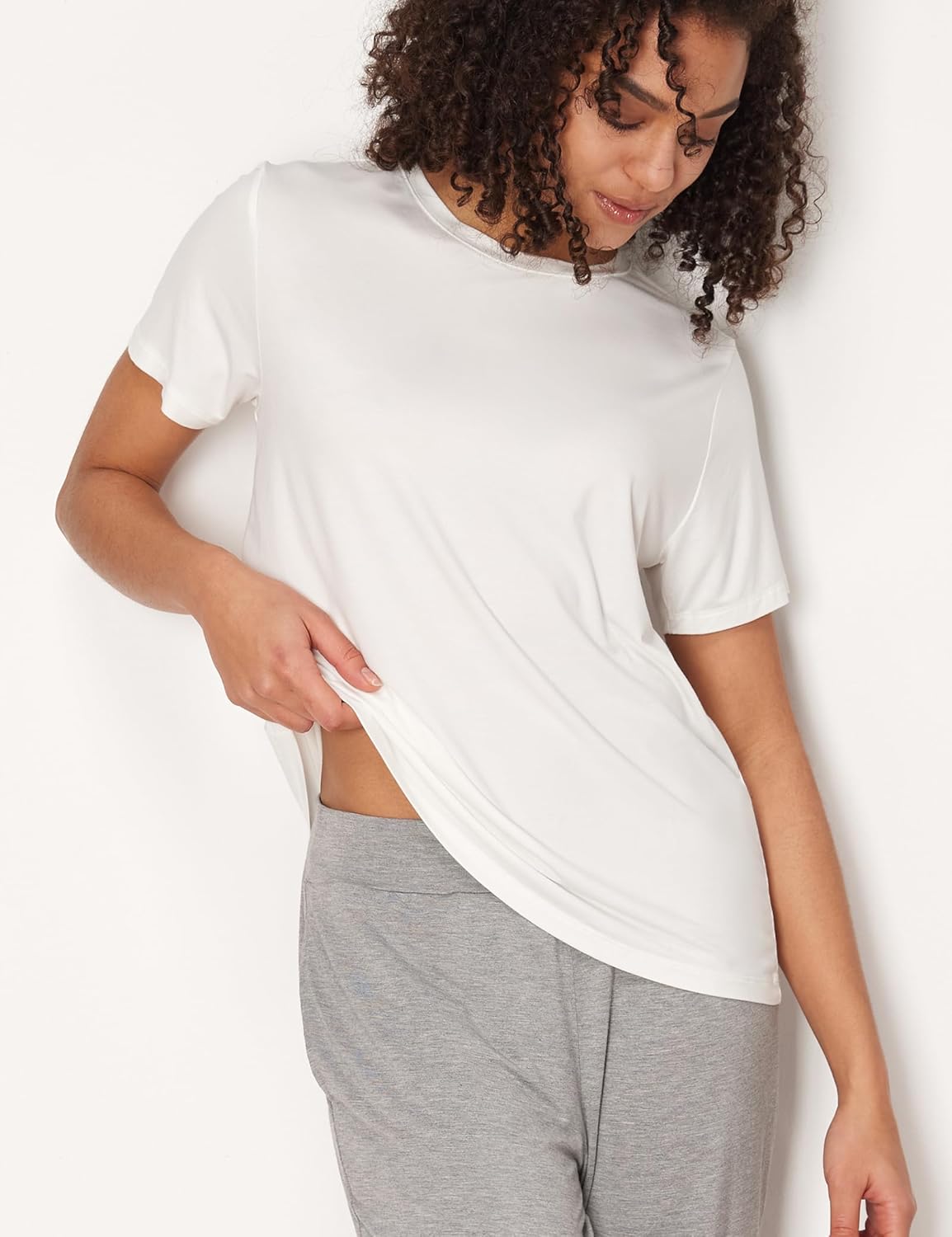 GYS Women's Pajama Tops Bamboo-derived Viscose Soft Comfy Short Sleeve Basic Lounge Tops - Image 4