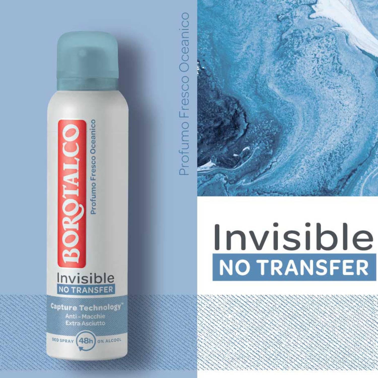Borotalco Invisible Deodorant Spray mit Microtalk mit frischem Ozeanduft 48H 150 ml (6)