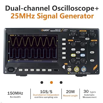 OWON SDS215S الرقمية راسم الذبذبات 150 عرض النطاق الترددي 2-قناة 25 MHz الموجي التعسفي 1 GS/ثانية FFT + 25 MHz 14 بت مولد إشارة