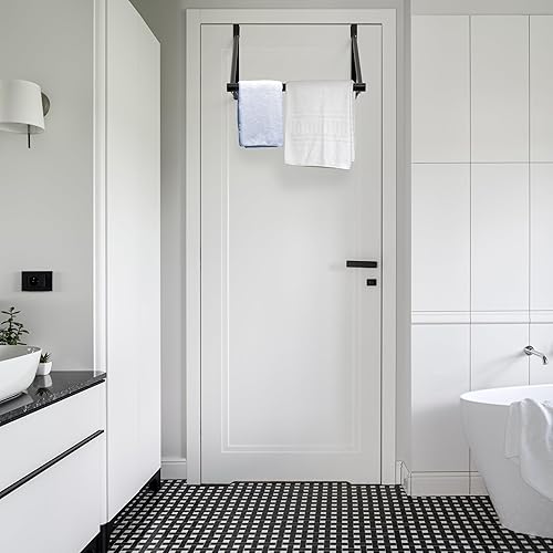 Miniatura 5 de Simple Houseware Barra para colgar ropa sobre la puerta, color negro
