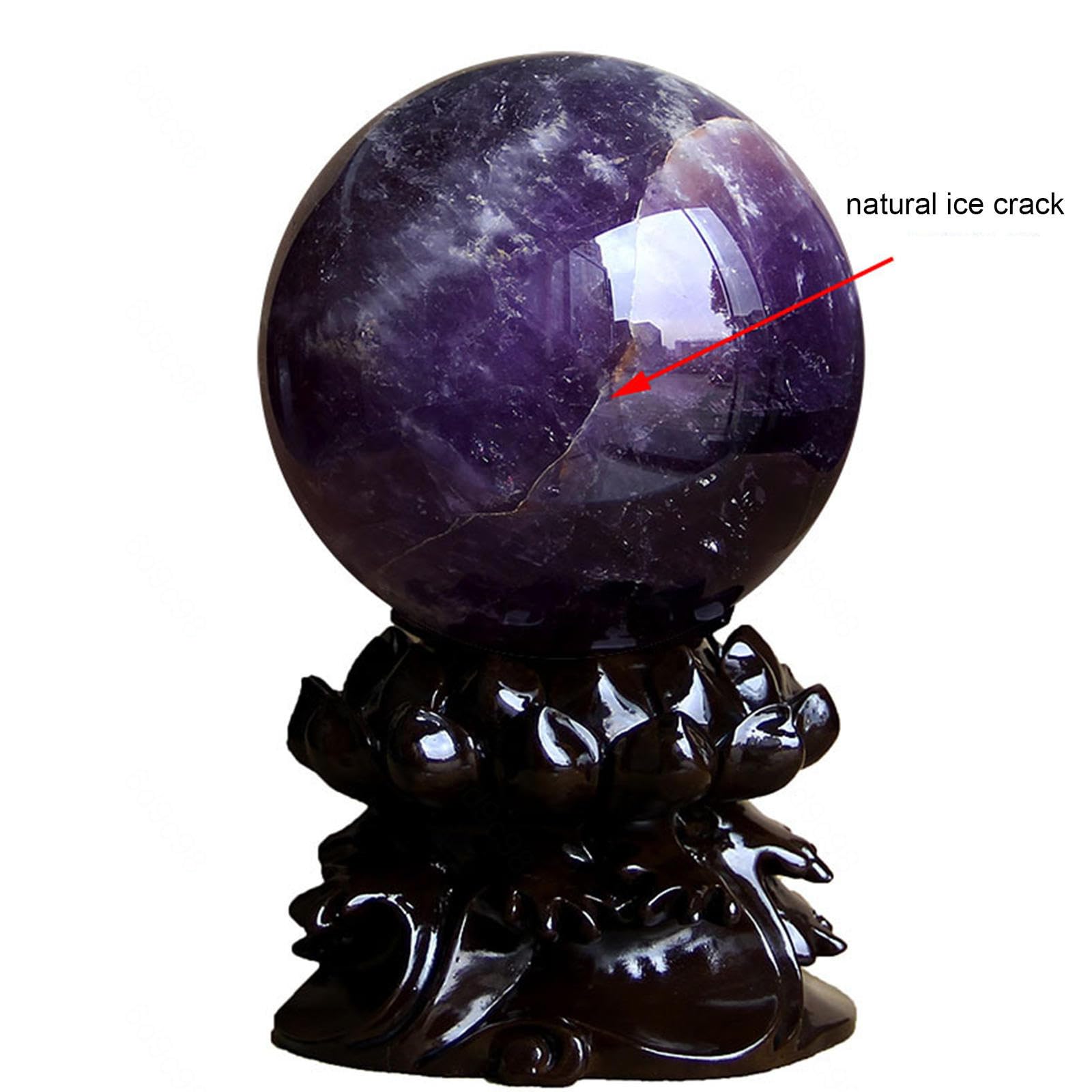 Boule de Cristal d'améthyste brésilienne Naturelle avec Support en Bois, Grande Sculpture de sphère de Cristaux, décoration de Bureau à Domicile Fengshui He Collections de la Maison