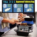 3 Pack Clear Toiletry Bags Approved Toiletry Bag，Quart Size Clear Makeup Bag Unisex Black Airport Airline Carry-On Bag