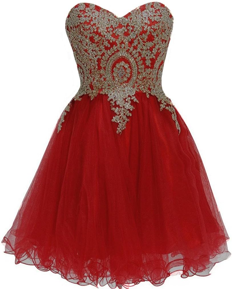 Lemai Short Tulle Gold Lace Crystals Corset Prom Homecoming Cocktail Dresses