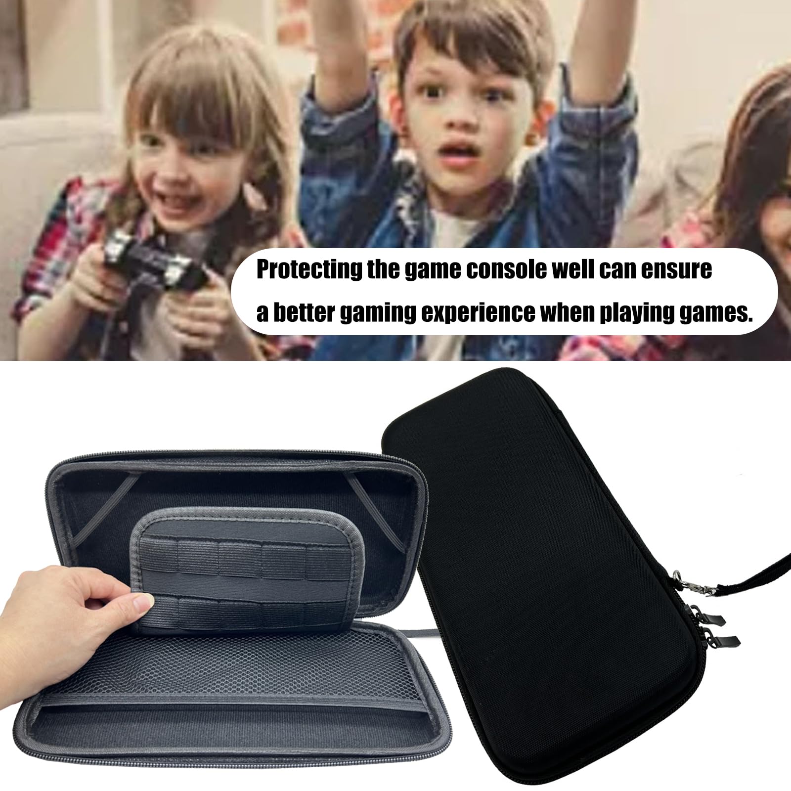 Nasfacbve Hard Shell Carrying Case Storage Bag Portable Game Console And Accessories Protective Bag With Multiple Compartments