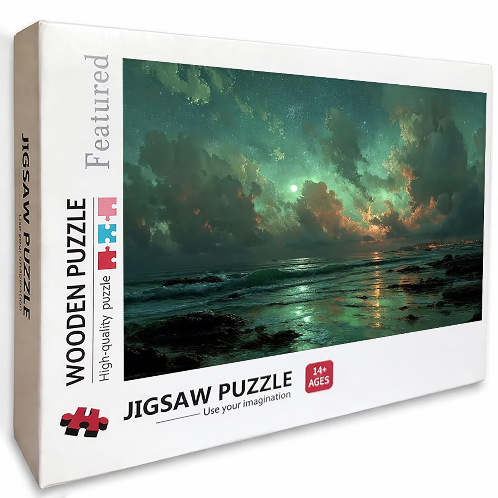 Gwiaździste niebo drewniane puzzle, puzzle fale 5000 sztuk dla dorosłych z kompaktowym pudełkiem 156 x 105 cm, wyzwanie puzzle, DIY kreatywne gry logiczne dla mężczyzn kobiet, dekoracje, 1-8605