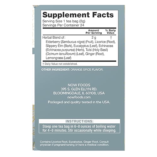 Miniatura 8 de NOW Foods, Té de frambuesa Righteous para mujer, ramo floral de hojas de frambuesa, hibisco y escaramujos, sin cafeína, bolsas de té sin blanquear