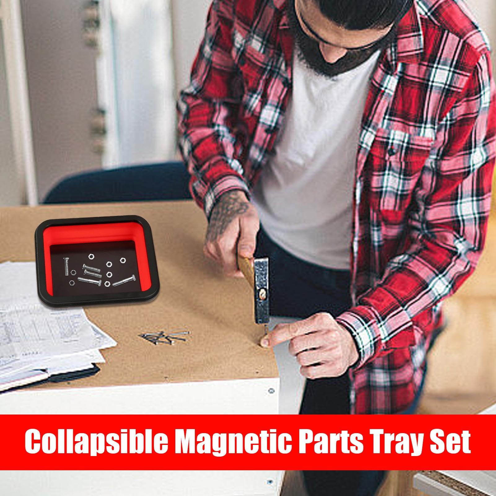 Agnetic Parts Tray Set, Faltbare Magnetische Werkzeugablage, Magnetische