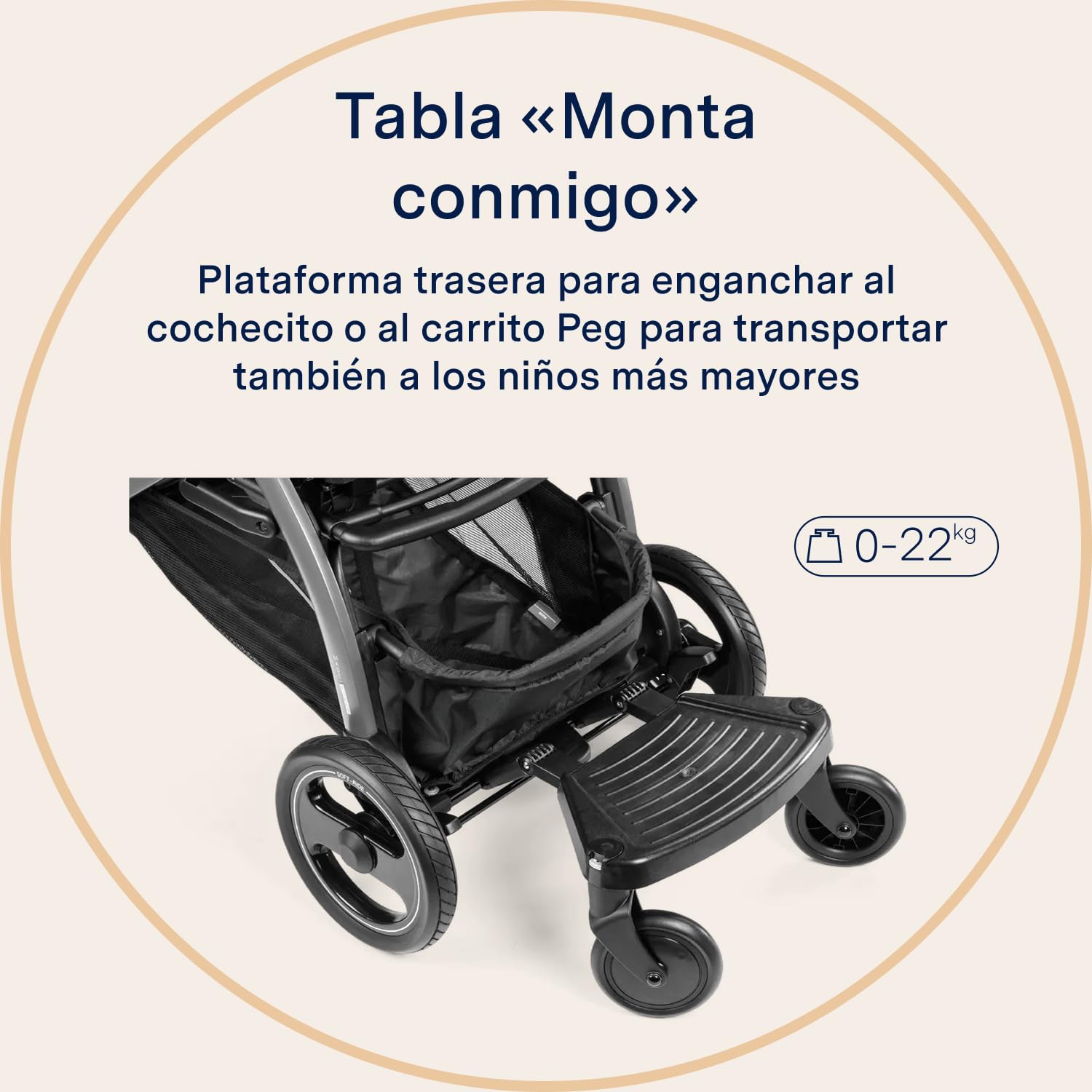 Peg Perego, Pedana trasera para silla de paseo Book, color negro