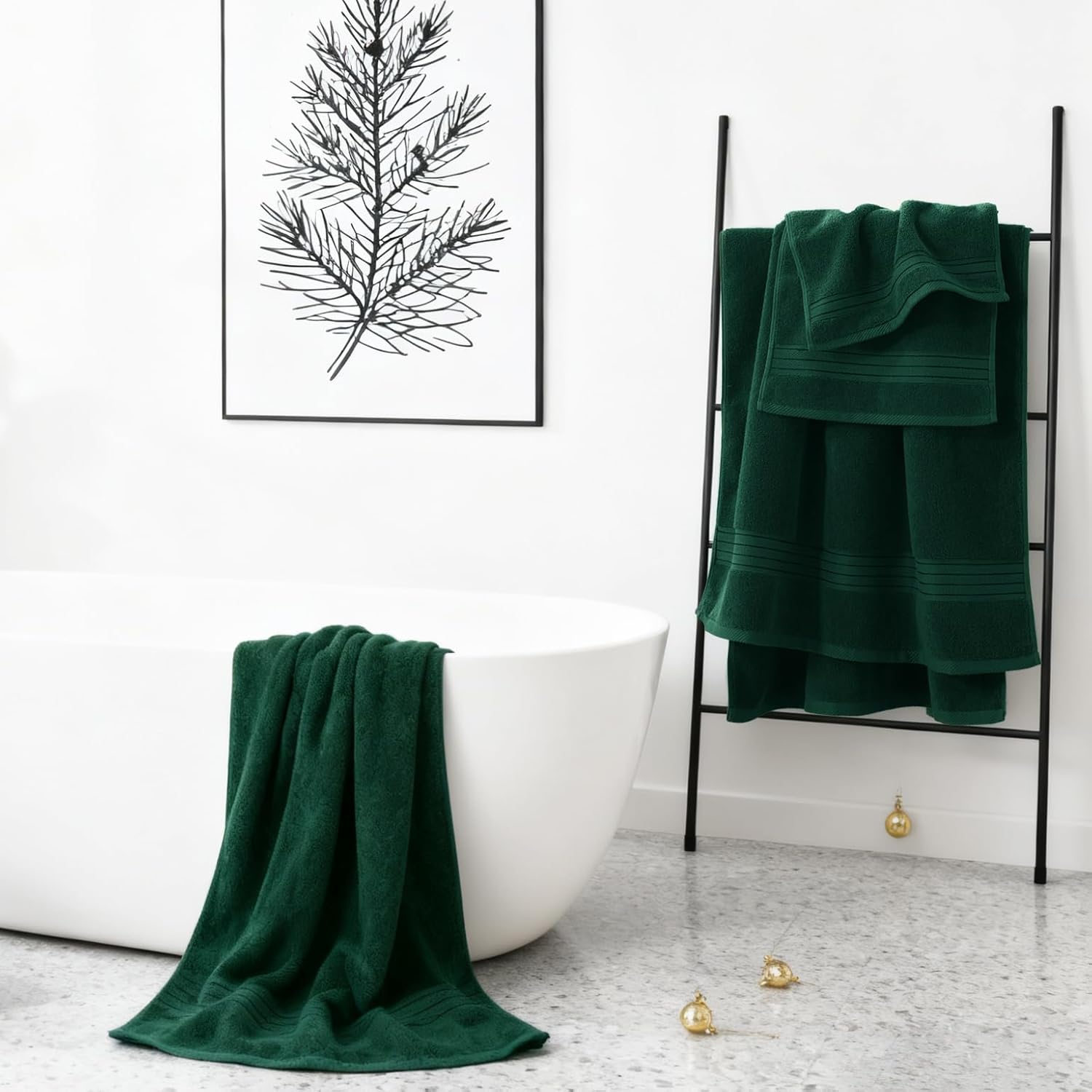 COZYART Dark Green Bath Towel Set 6Pcs, Turkish Cotton Hotel Soft Absorbent Thick Bathroom Towel Sets of 6 with 2 Large Bath Towels, 2 Hand Towels, 2 Washclothes, 650 GSM - Image 4