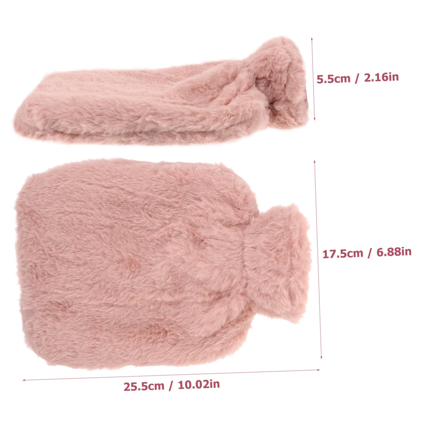 Gogogmee 1 Set Plush Warm Water Bag Hot Water Bag with Cover Christmas Hot Water Bottle Soft Hot Water Bottle Warm Water Bottle Foot Hot Water Bottle Neck Hot Water Bottle Fabric Pink