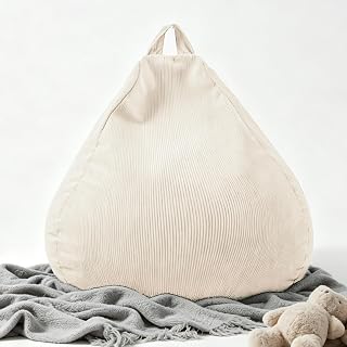 LPMOERA Stuffed Animal Storage Soft Bean Bag Cover No Filler Cream White | Skin-Friendly,Portable,Wide Easy-Load Opening,Hidden Zipper,Decorative Organizer