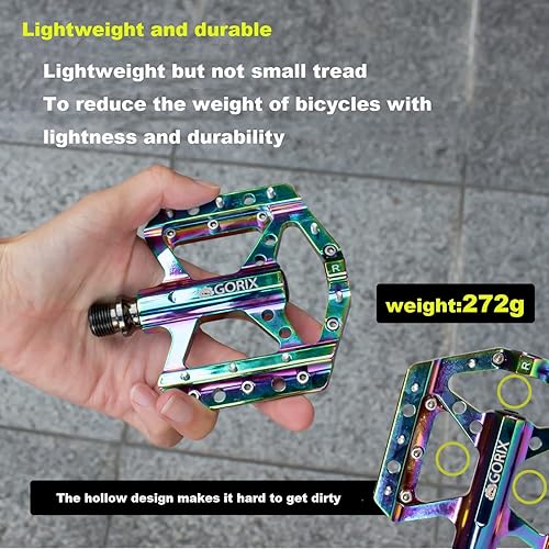 Miniatura 4 de GORIX Pedales planos de bicicleta aceite Slick ancho ligero con pin antideslizante Spike Road Mountain MTB bicicleta (GX-FY251)