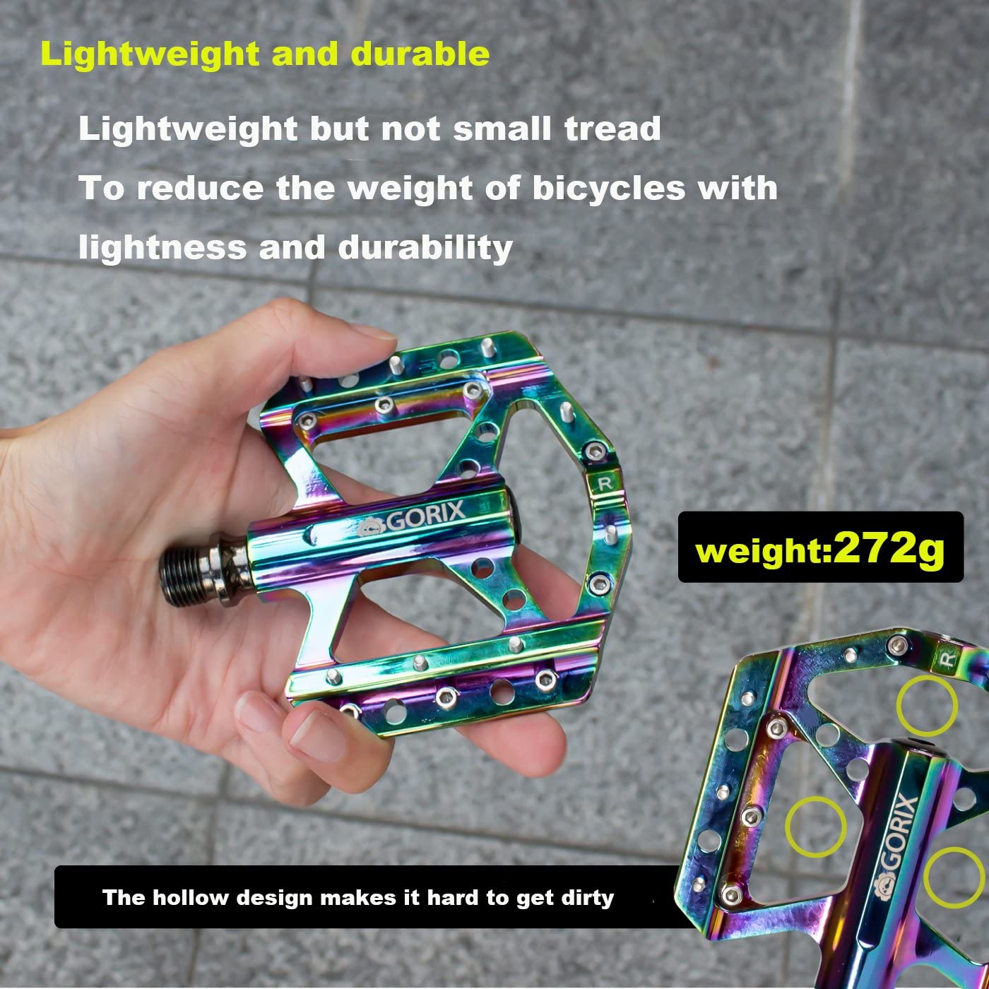 GORIX Pedali piatti per bicicletta, larghi e leggeri, con perno antiscivolo per bici da strada, mountain bike, GX-FY251