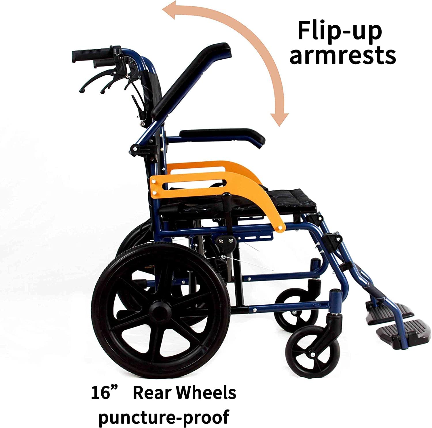 Sillas De Ruedas Silla De Ruedas Manual Plegable Autopropulsada con Reposabrazos Abatibles Y Reposapiés Desmontables Silla De Ruedas Plegable Ligera para Adultos