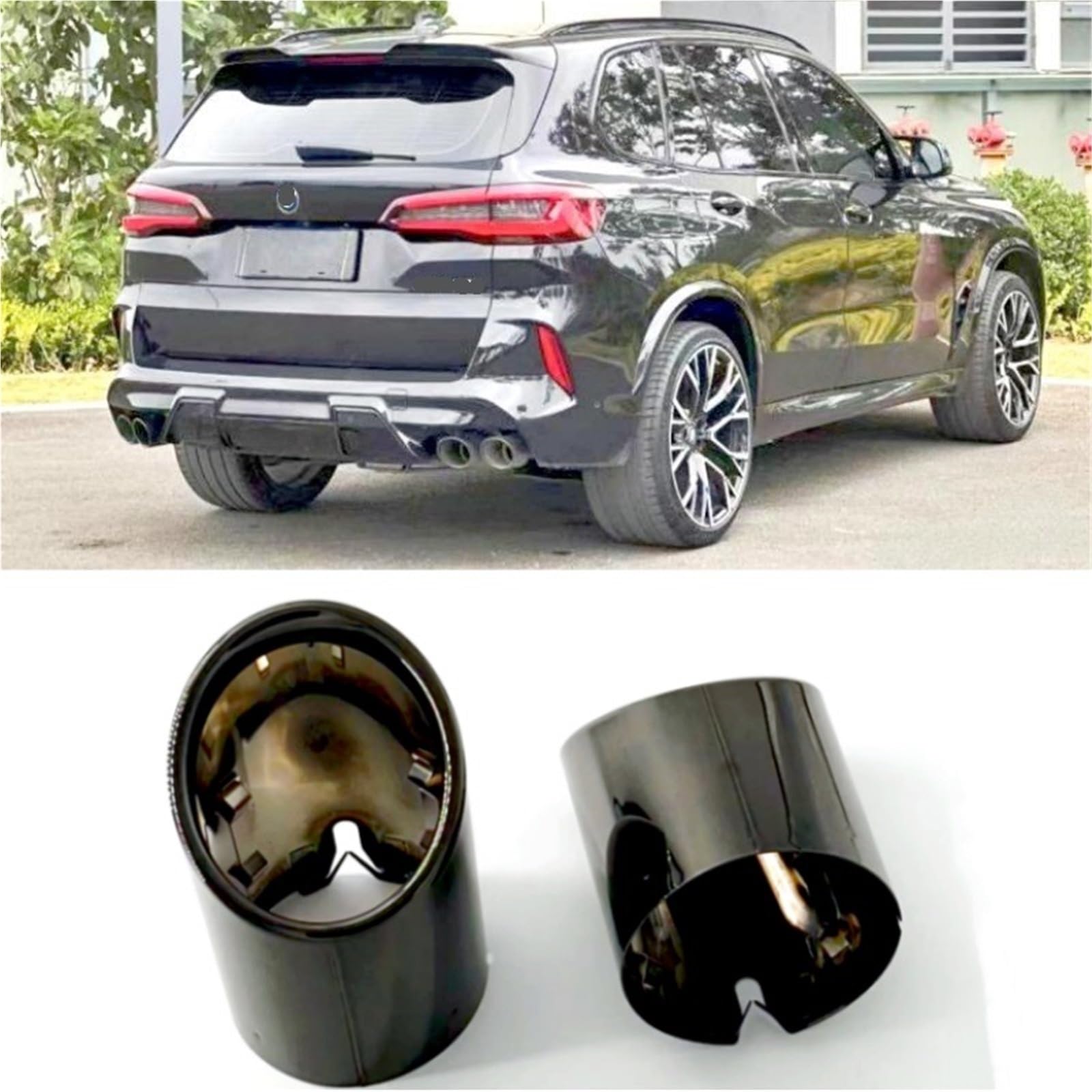 Części Samochodowe Układy Wydechowe Dekoracja Tłumika Pasuje Do BMW F97 X3M F98 X4M F95 X5M F96 X6M Końcówka Tłumika Wydechu Rura Końcowa(Black 1)