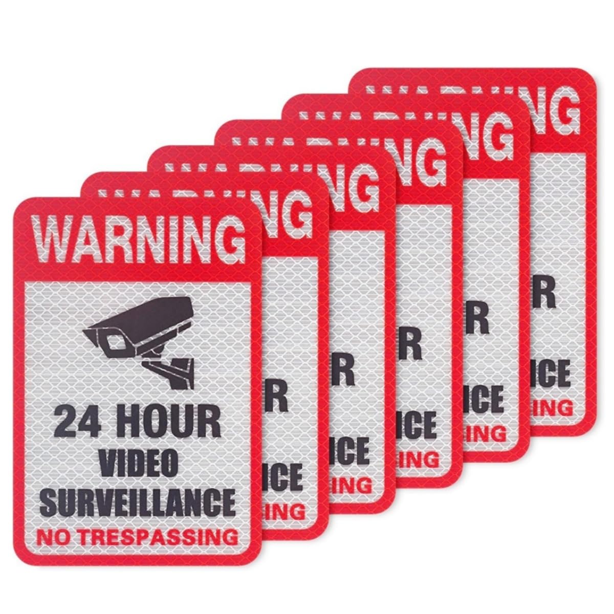 (6 unidades) de vídeo vigilancia señal reflectante Sticker Decal autoadhesivo 5,9 "x 4", protección contra rayos UV y impermeable, uso interior y exterior