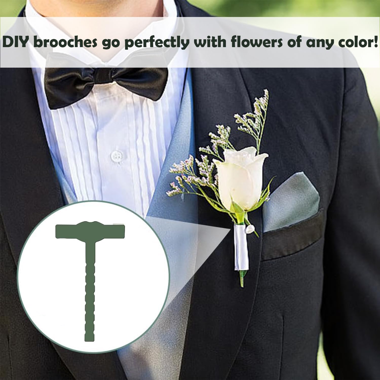 100 Pezzi Forma Di T Spille Sicurezza In Plastica, Spille Di Sicurezza Boutonniere, Fai Da Te Matrimonio Fiore Sposo Spilla, Con Nastro Floreale, per Artigianato Fai Da Te, Spille Per Matrimonio, Fest