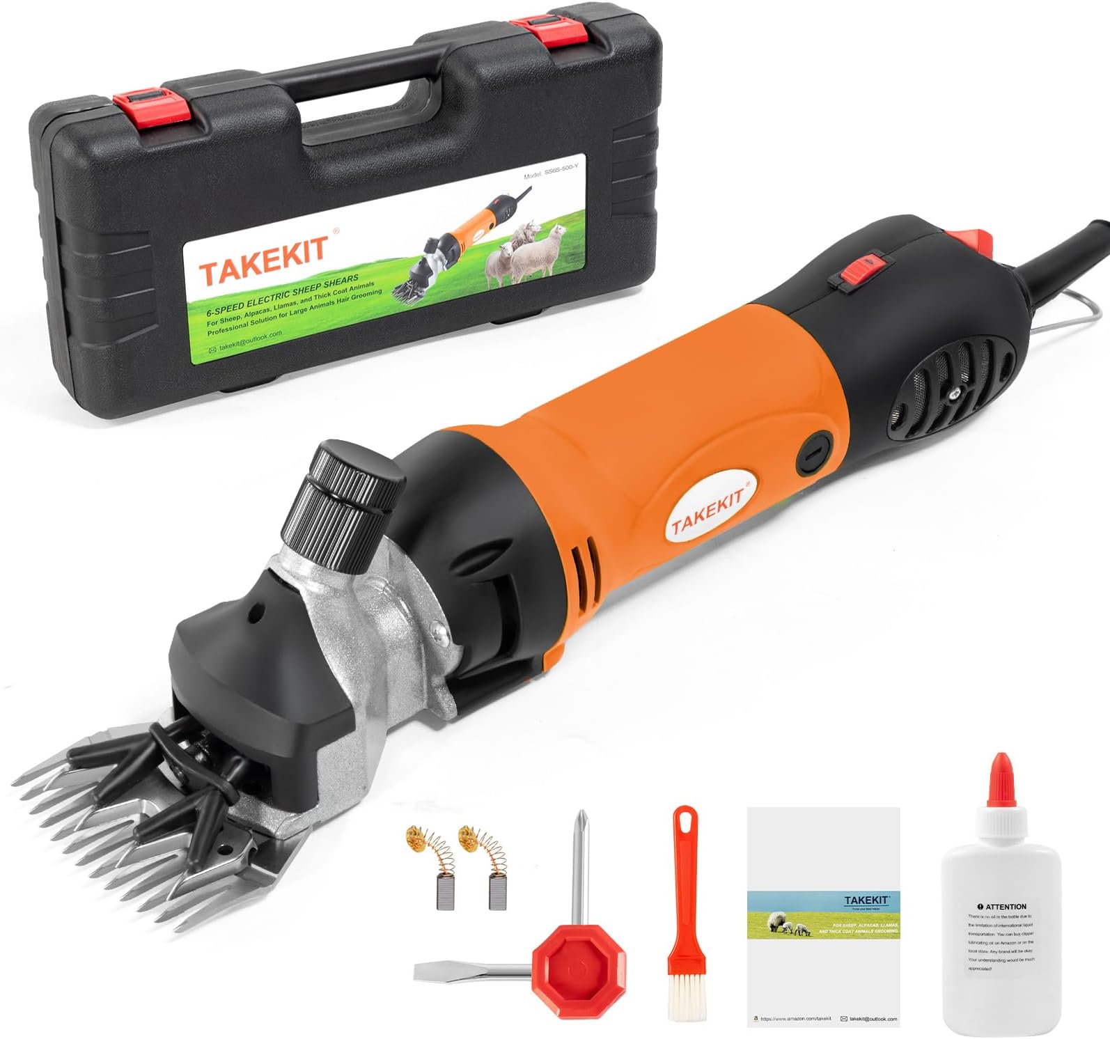 TAKEKIT Sheep Shears, 500W Professional Heavy Duty Sheep Clippers for Grooming, 6 Speeds Electric Animal Shearing Clippers for Alpacas Llamas Lambs and Large Dogs with Think Hair