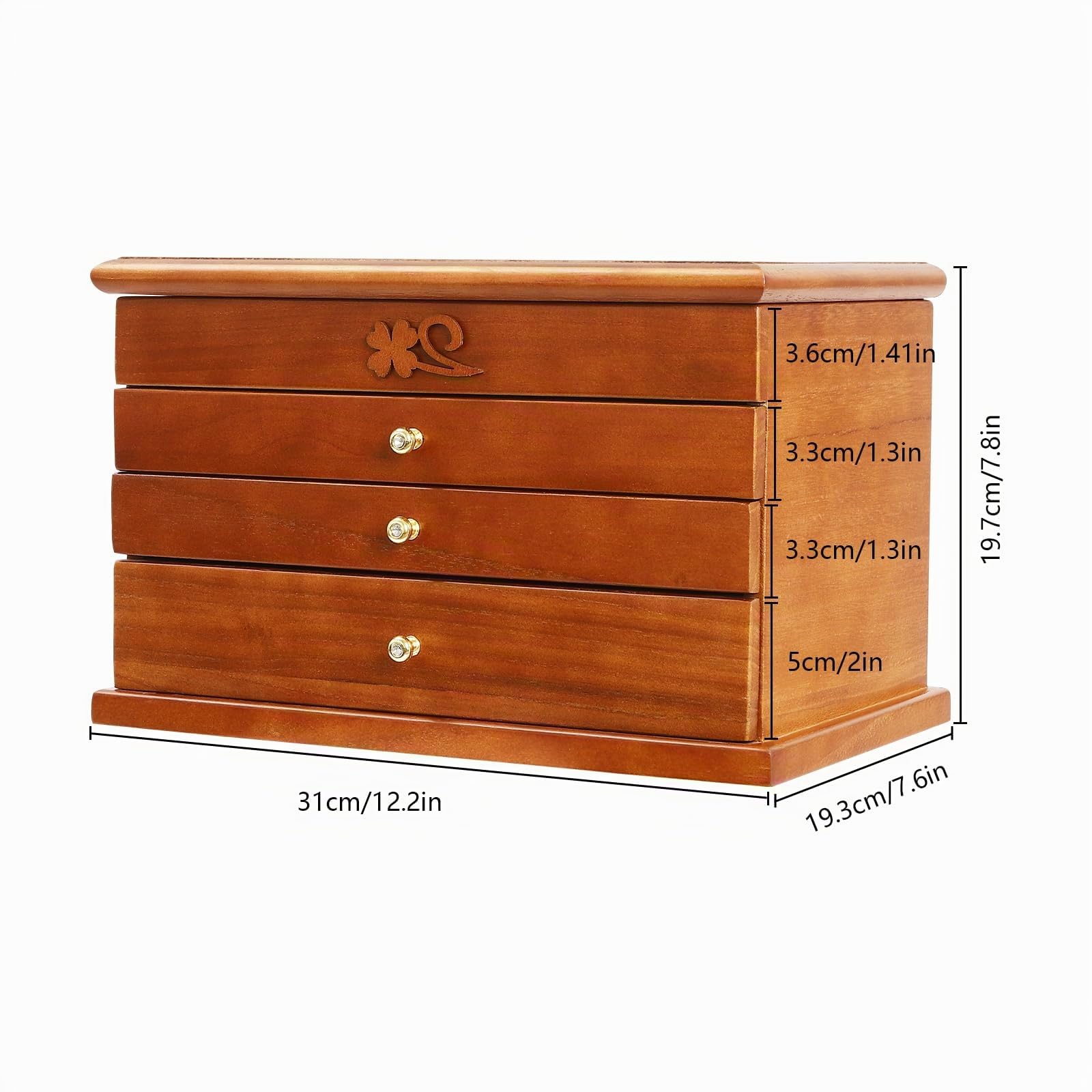Joyero de 4 Niveles, Organizador de Madera para Joyas para Mujeres, joyero de Madera con Cerradura y Espejo, cajones extraíbles para Joyas, Relojes, Collares, Anillos, Caja de Almacenamiento