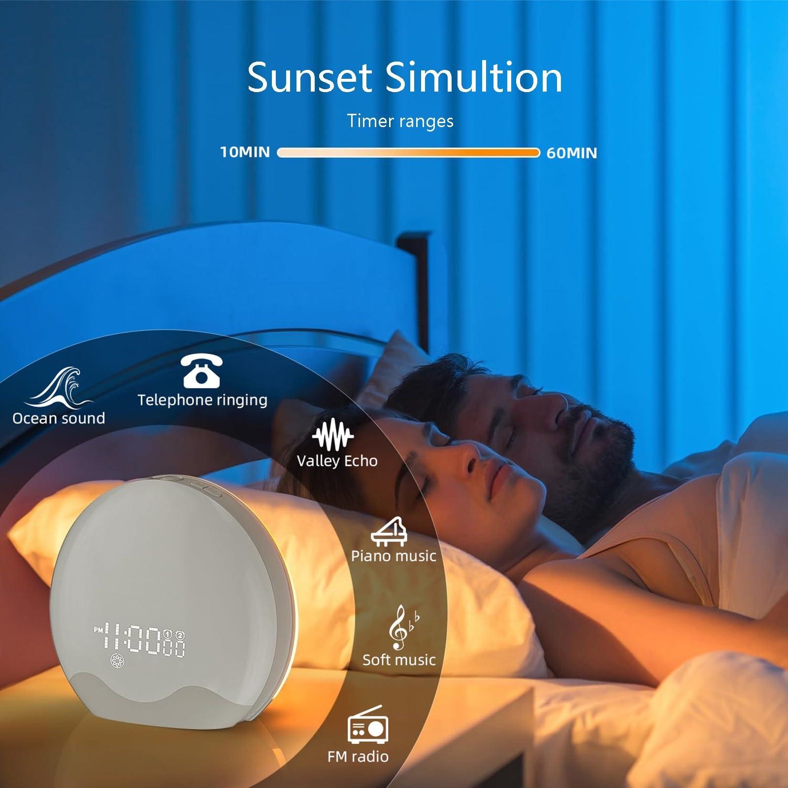 Luz De Despertador, Reloj Despertador De Amanecer, Temporizador De Sueño con Simulación De Amanecer / Atardecer, Ayuda para Dormir Snooze, Luz Nocturna De Guardería para Durmientes Pesados(Rosa)