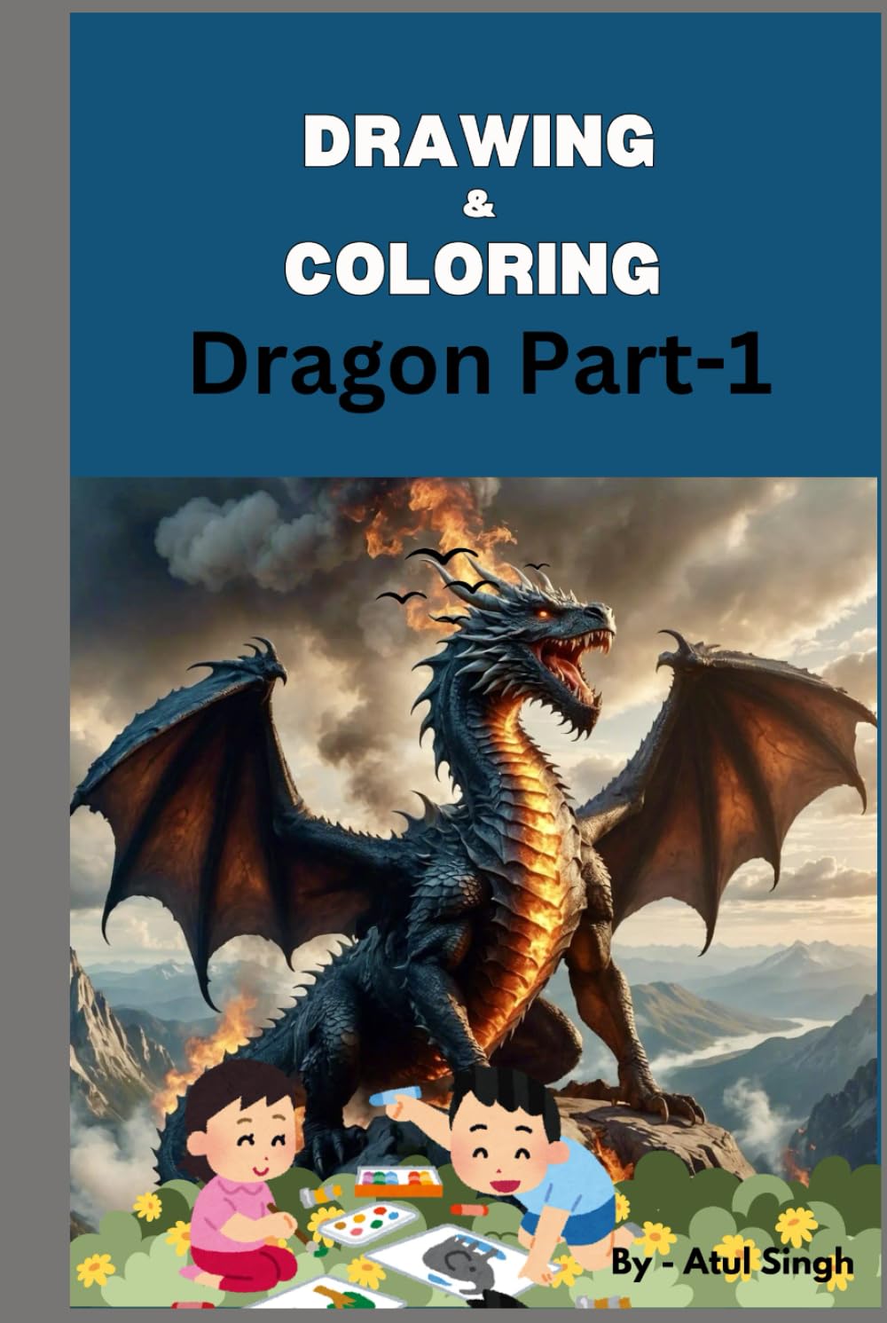 Livre de coloriage dinosaure rigide avec 50 pages blanches de croquis