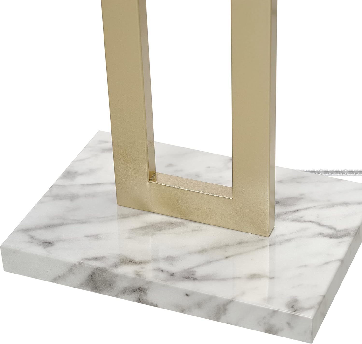 Globe Electric 12273 D'Alessio 58" Floor Lamp, Gold, White Linen Shade, Faux Marble Base, On/Off Socket Rotary Switch, Title 20 LED Bulb Included