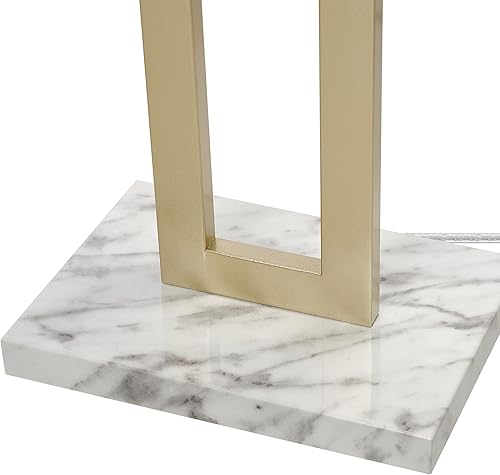 Miniatura 4 de GLOBE 12273 D'Alessio - Lámpara de pie eléctrica de 58 pulgadas, pantalla de lino dorado, base de mármol sintético, interruptor giratorio de