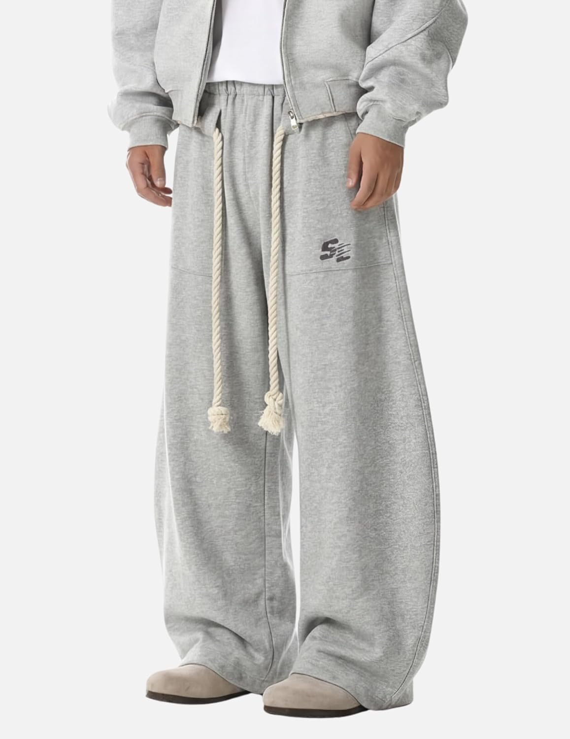 Vamtac Wide Leg Sweatpants Mens Baggy Barrel Pants Y2K Loose fit Gray Sweat Pants with Pockets