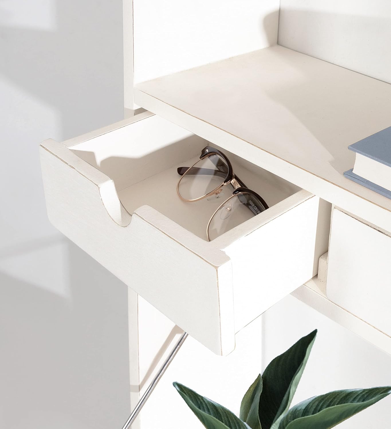 Kate and Laurel Georgie Rustic Wood Floating Desk; 26 x 6 x 30; White; Transitional Computer Desk for Home Office with Folding Design