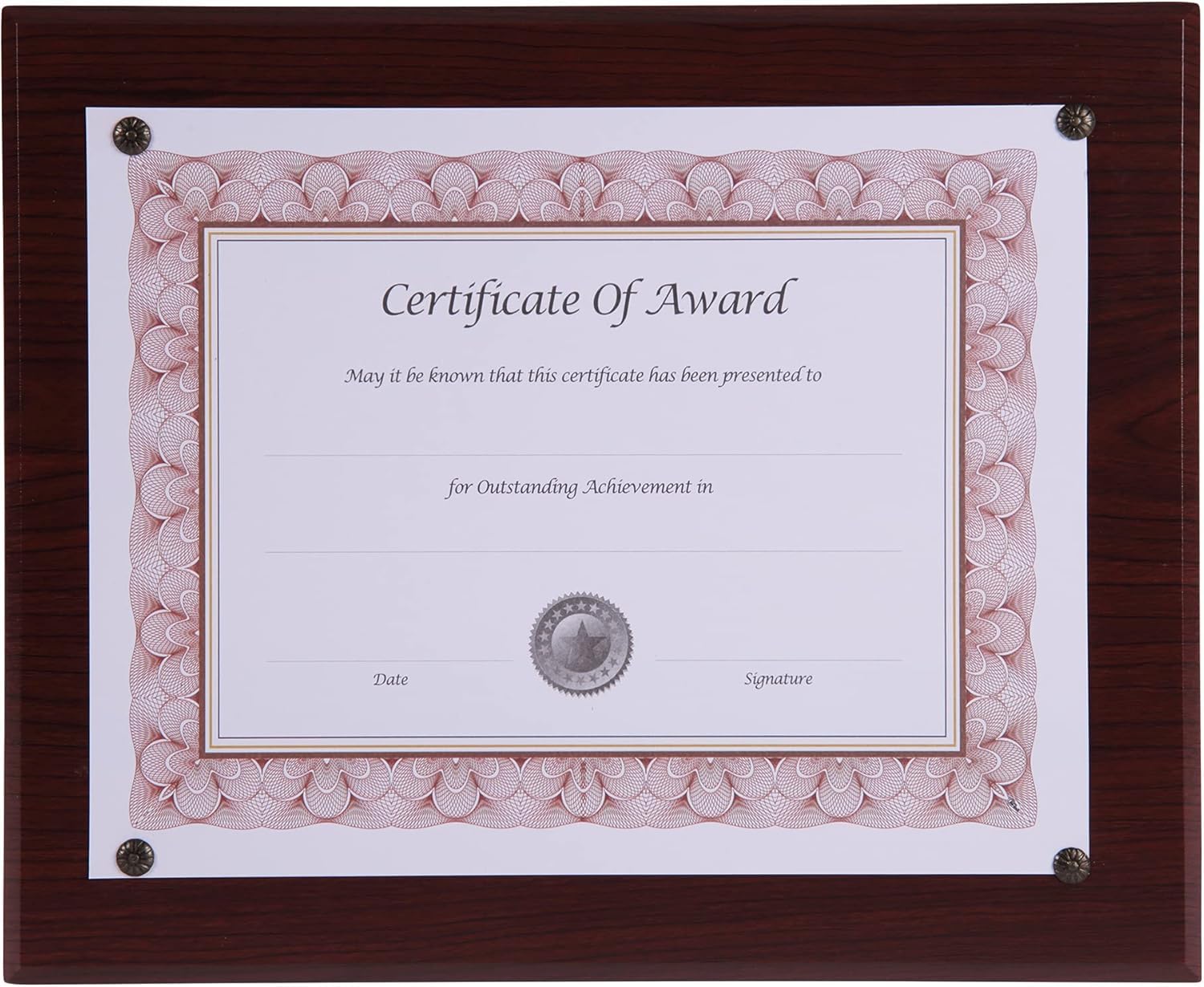 nudell (Walnut) - 18811M Award-A-Plaque Document Holder Acrylic/Plastic 10-1/2 x 13 Walnut