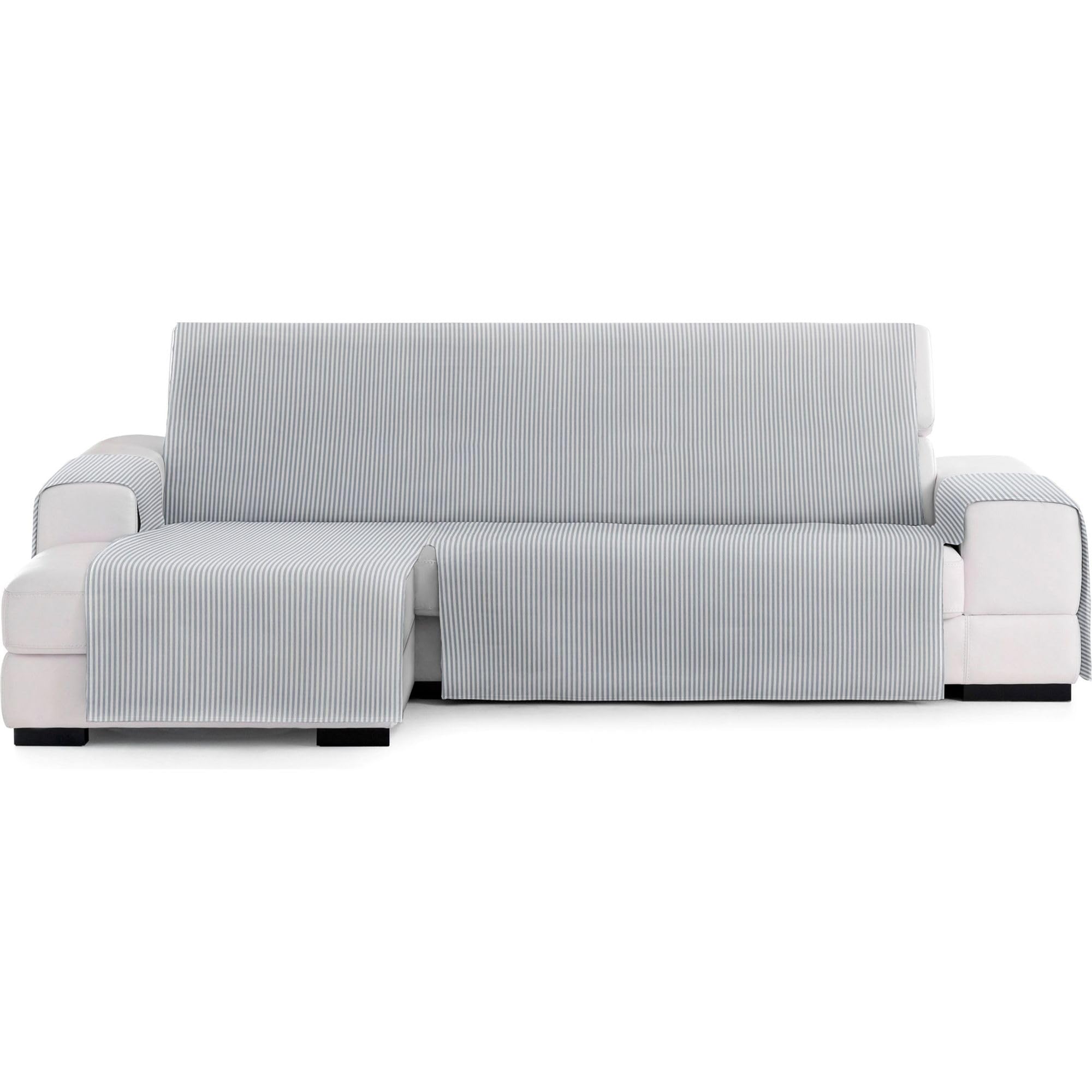 ECOMMERC3 | Chaise Longue Sofa Cover with Elastic Bands for Left/Right Chaise Lounge – Chaise Sofa Cover Ecru/Grey Adjustable and Versatile for Chaise Longue Sofas, Total Protection
