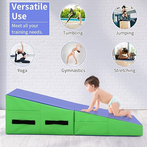 Miniatura 6 de BLKMTY Gymnastics Mat Incline Mats 48"x24" Folding Tumbling Mats Cheese Wedge Mat Kids Cheese Mat IndoorOutdoor Exercise Yoga Mat for Gymnastics