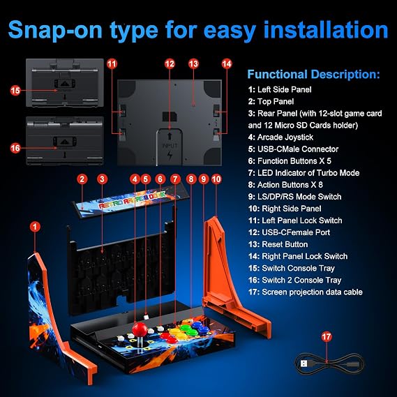 Retro Arcade Stick for Switch/OLED/Switch 2 Console with Screenshot Button