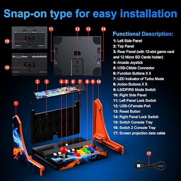 Retro Arcade Stick for Switch/OLED/Switch 2 Console with Screenshot Button