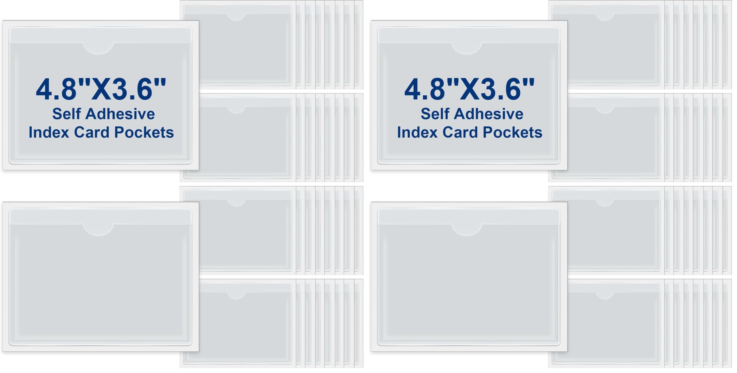 Chinco 30 Pcs Self Adhesive Clear Index Card Pockets,3.6 x 4.8 Inches (Pack of 2)