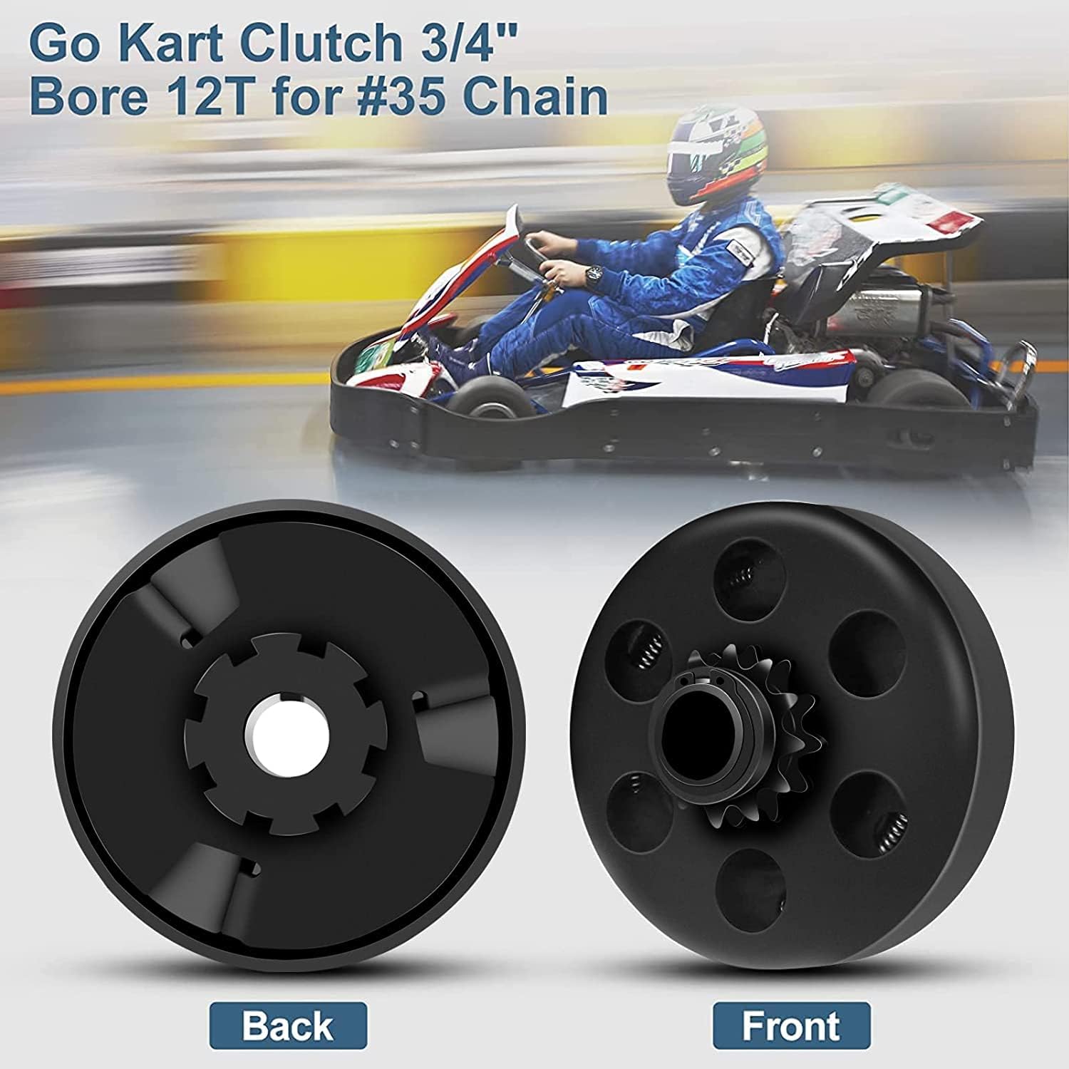 VASHLY Go Kart Clutch 3/4" Bore 12T with #35 Chain Centrifugal Clutch and Chain for Go Kart Minibike Honda Kart Engines