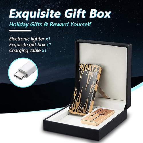 Miniatura 12 de BABOBIU Encendedor eléctrico de plasma, recargable por USB, sin llama, a prueba de viento, encendedor de dragón frío con arco de alta potencia