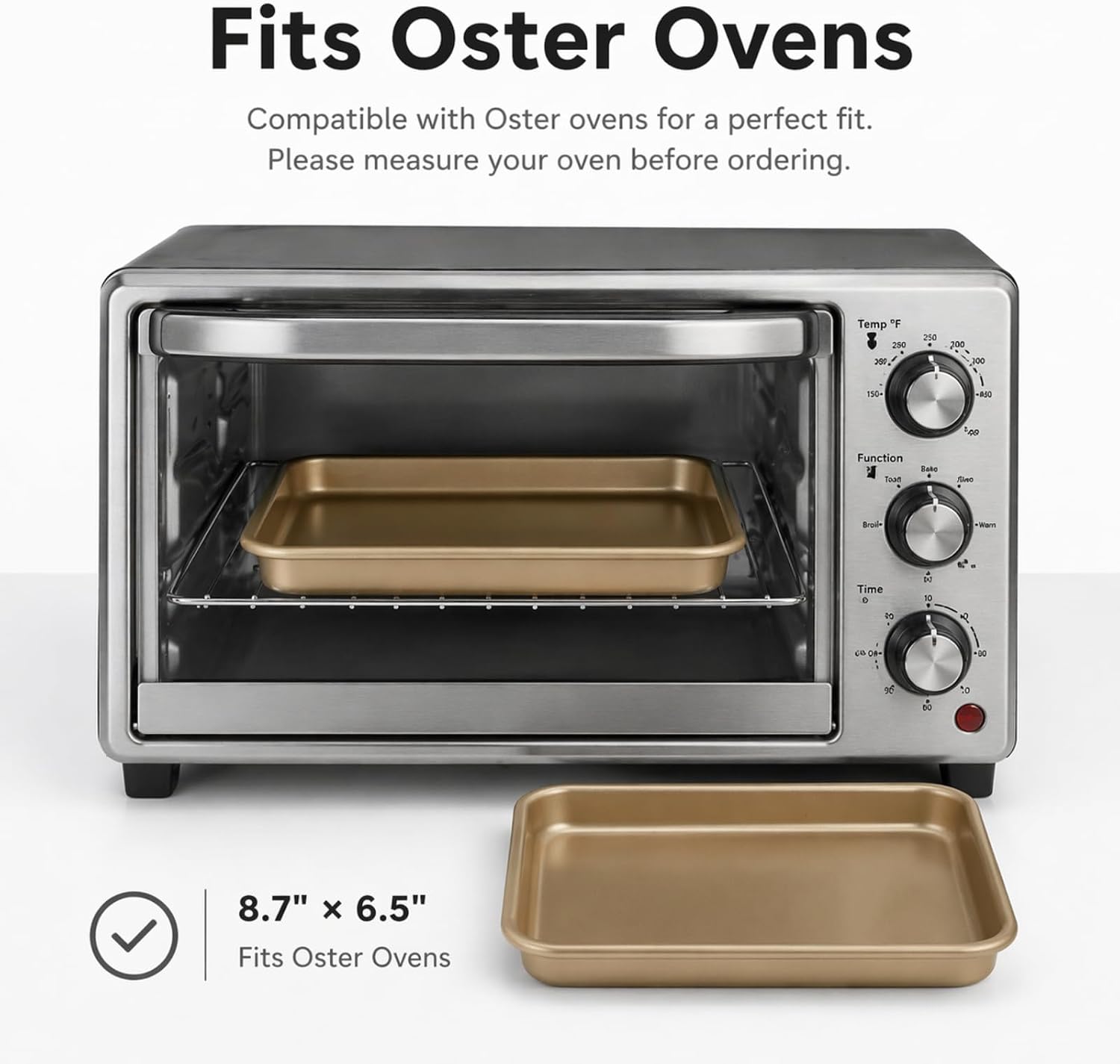 Toaster Oven Replacement Trays Compatible with Oster,8.7"*6.5", Non-stick Carbon Steel,2PCS Bakerware Set