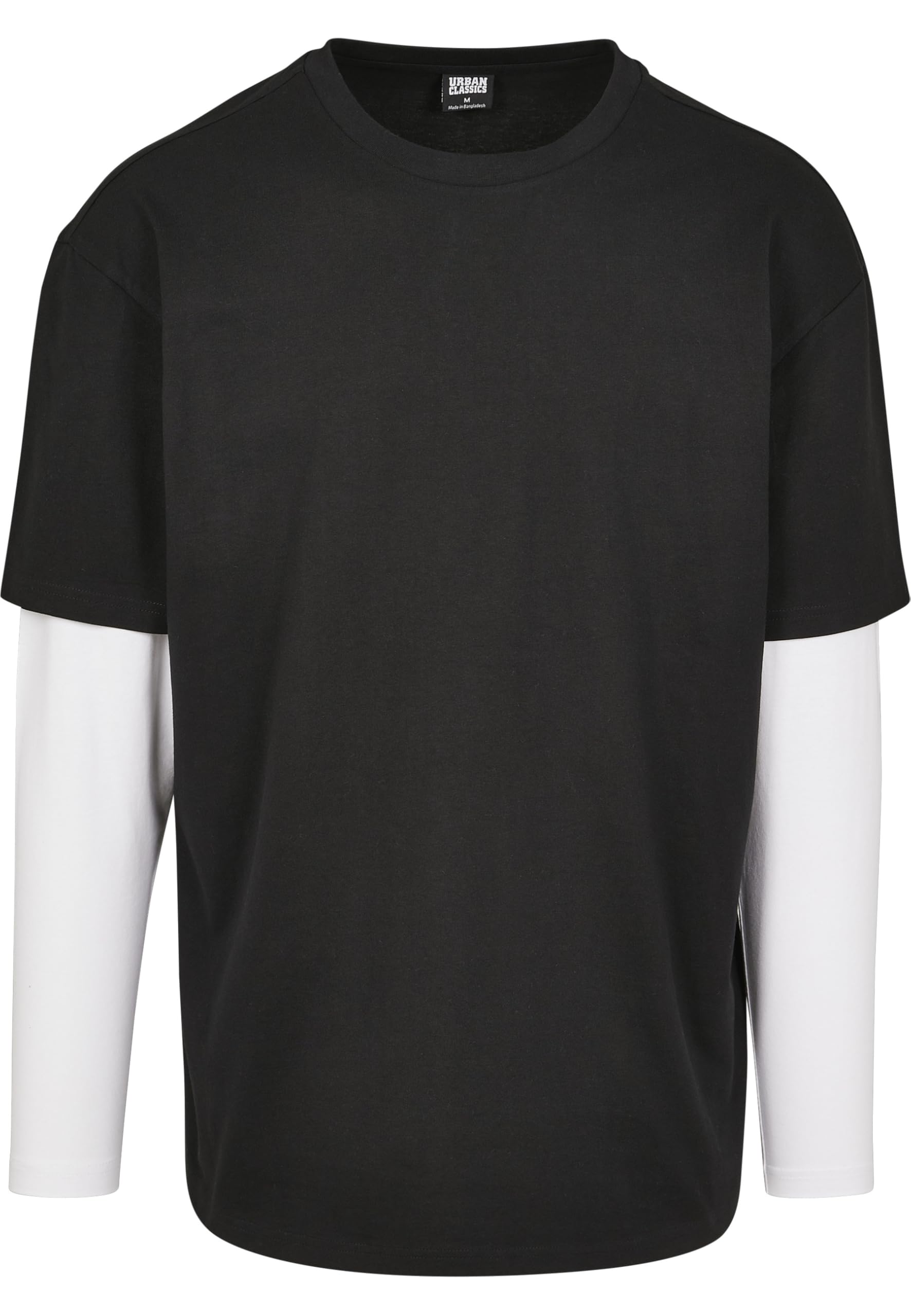 Urban Classics Men's Oversized Shaped Double Layer Ls Tee T-Shirt, Multicolour (Black/White 00826), Small