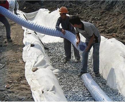 French Drain Pipe 4 Inch X 10/20/30/40/50/60/80/100/150 FT, Corrugated Perforated Non Woven Fabric Drainage Tube Pipes for Yard/Basement/Landscape/LandL26ft/7.9m
