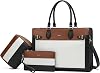 Keyli 3pc Sets Laptop Tote Bag for Women 15.6 Inch Work Bags Business Computer Briefcase Leather Messenger Shoulder Purses