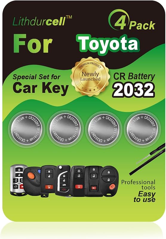 Bateria CR2032 para chave presencial Toyota Lithdurcell – Kit com 4 unidades e ferramentas