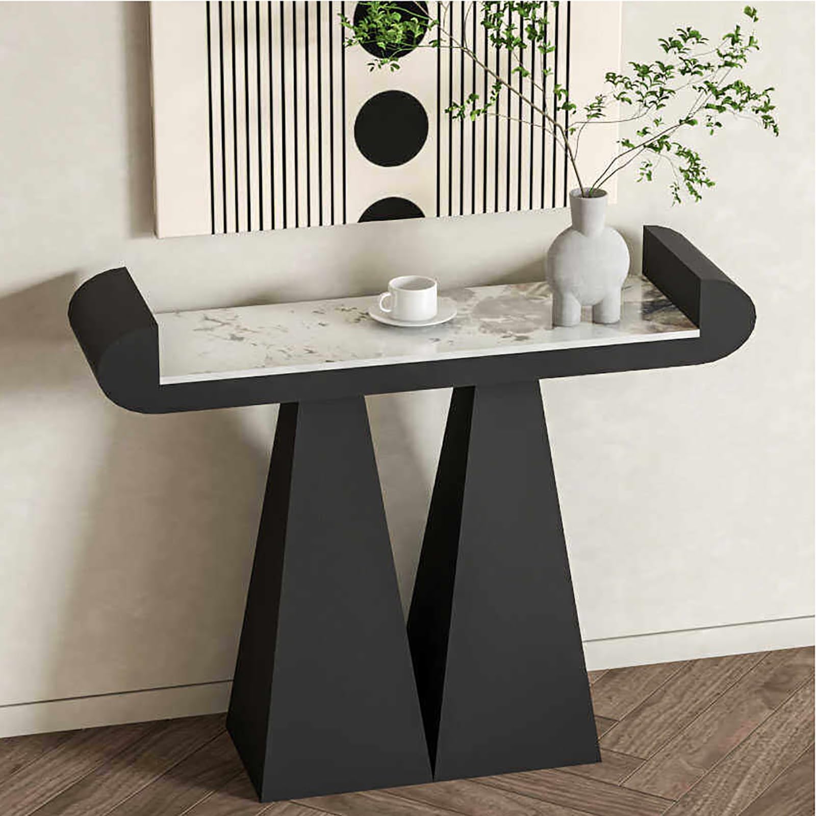 Tavolo consolle moderno – Tavolo da ingresso in lastra di roccia per soggiorno corridoio – design stretto e lungo