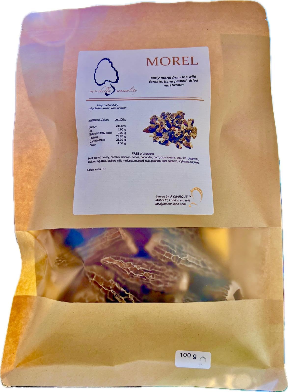 Wild Morel Mushrooms - Sun-Dried Caps (4 - 8 cm) - No Tails - 100 g