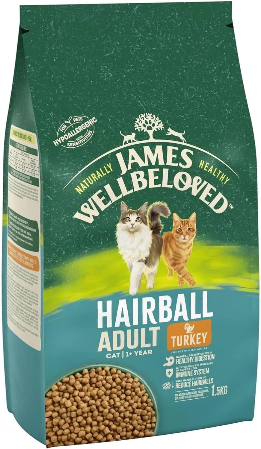 Dry Cat Food Turkey And Rice Hairball 1.5kg