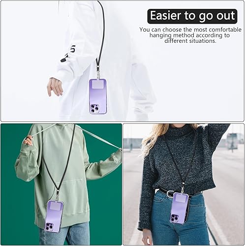 Miniatura 5 de Cordón para teléfono celular con 3 almohadillas, correa cruzada para el hombro, correa de hombro para teléfono móvil, cadena universal ajustable