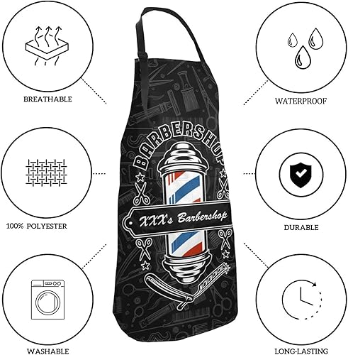 Miniatura 4 de MLIANCEN Delantal de peluquería personalizado para hombres y mujeres, con logotipo, con foto, con bolsillos, delantal personalizado